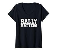 Femme Rally Matters Pilote de Sport Automobile Notes de Rythme T-Shirt avec Col en V