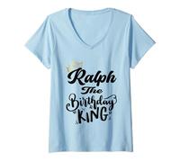 Femme Ralph The Birthday King Chemise d'anniversaire pour Homme, garçon, Adolescent T-Shirt avec Col en V