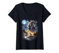 Femme Ram Aries Howler au Moon Vintage T-Shirt avec Col en V