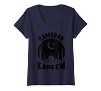 Femme Ramadan Kareem Islamique Arabe Joyeux Ramadan Islam Musulman T-Shirt avec Col en V