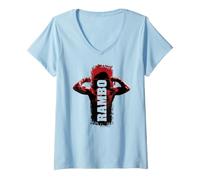 Femme Rambo III Serre-tête avec Film Stallone T-Shirt avec Col en V
