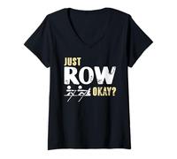 Femme Rame Déjà Citation Vintage Aviron Attitude Sérieuse T-Shirt avec Col en V