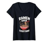 Femme Ramen Over Everything Noodle Lover Nourriture Japonaise T-Shirt avec Col en V