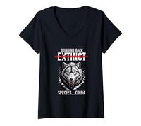 Femme Ramener des espèces disparues Kinda Wolf Lover Wild Sprit T-Shirt avec Col en V
