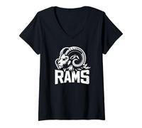 Femme Rams Mascot 2 pour joueurs et fans T-Shirt avec Col en V