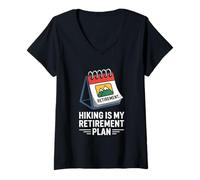 Femme Randonnée est mon plan de retraite drôle Voyage en plein air T-Shirt avec Col en V