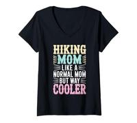 Femme Randonnée Maman Comme Une Maman Ordinaire Famille Assortie Femmes T-Shirt avec Col en V