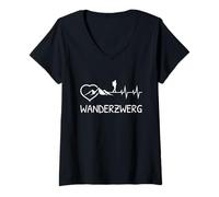 Femme Randonnée, Montagne, Nain de randonnée, Petite randonnée, Excursion T-Shirt avec Col en V
