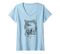 Femme Rapallo Ligurie Italie Riviera Italie Drapeau Souvenirs T-Shirt avec Col en V