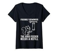 Femme Rappel Amical pour mangeoire à Oiseaux pour écureuil T-Shirt avec Col en V