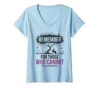 Femme Rappelez-Vous pour Ceux Qui ne Peuvent Pas sensibiliser à la maladie d'Alzheimer T-Shirt avec Col en V