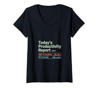 Femme Rapport de productivité d'aujourd'hui 100 Grésillement 0 Emails Fête du travail T-Shirt avec Col en V