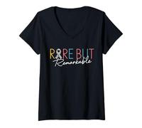 Femme Rare But Remarkable Zebra Ribbon Sensibilisation Maladies T-Shirt avec Col en V