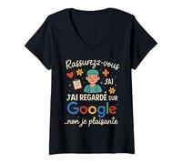 Femme Rassurez Vous J'Ai vu sur Google Humour Medecin T-Shirt avec Col en V