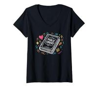Femme Rat de bibliothèque de bibliothèque publique pour lecteurs T-Shirt avec Col en V