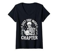 Femme Rat de bibliothèque Squelette pour Lire la littérature T-Shirt avec Col en V