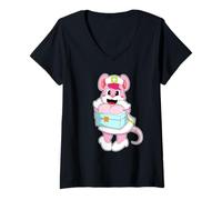Femme Rat Infirmiere Trousse de Premiers Secours T-Shirt avec Col en V