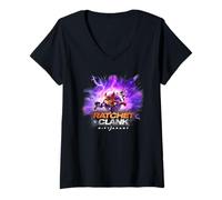 Femme Ratchet and Clank Rift Apart Portal Jump Video Game T-Shirt avec Col en V