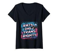 Femme Rats Dig Trans Rights Support Queer Ally LGBTQ - T-Shirt avec Col en V