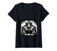 Femme Rats Gang Bad Vibes Only Edgy Dark Grunge Punk Creepy T-Shirt avec Col en V