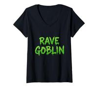 Femme Rave Gobelin des années 90 Raver Tenue pour EDM Dance Party Festivals T-Shirt avec Col en V