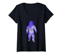 Femme Rave Invaders Plur Space Force Astronaut House Music T-Shirt avec Col en V