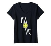 Femme Rave Techno T-Shirt avec Col en V