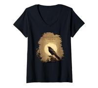 Femme Raven Moon Tavern Dunwich Horreur gothique Halloween Eldritch T-Shirt avec Col en V