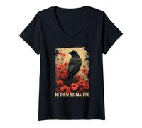 Femme Raven Ni Dieu Ni Maître, Crow No Gods No Masters. T-Shirt avec Col en V