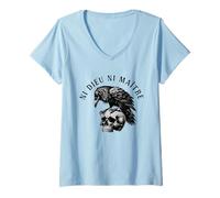 Femme Raven Ni Dieu Ni Maître, Crow No Gods No Masters. T-Shirt avec Col en V