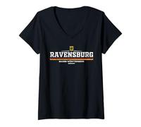 Femme Ravensburg Germany/Deutschland T-Shirt avec Col en V