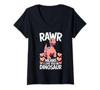Femme Rawr Signifie « Je t'aime » dans Un Joli Motif de Dinosaure en Forme de brontosaure T-Shirt avec Col en V
