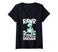 Femme Rawr Signifie « Je t'aime » dans Un Joli Motif de Dinosaure en Forme de tyrannosaure T-Shirt avec Col en V