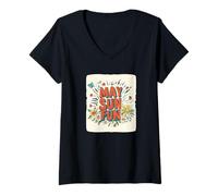 Femme Rayonnez la positivité dans ce style soleil de mai T-Shirt avec Col en V