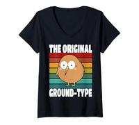 Femme Rayures Arc-en-Ciel rétro Kiwi The Original Ground Type T-Shirt avec Col en V