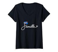 Femme RD Congo Famille - Drapeau Congolais Patrimoine Famille Word Art T-Shirt avec Col en V