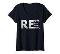 Femme Ré-cycle Use New Think T-Shirt avec Col en V