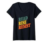 Femme Read Rise Resist Great Book Citation Funny Reading Lover T-Shirt avec Col en V