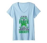 Femme Read This Force Society Gamer Humor Statement T-Shirt avec Col en V