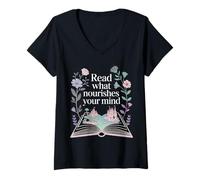Femme Read What Nourishes Your Mind Reader Mindset - T-Shirt avec Col en V