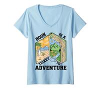 Femme Reading Book is a Ticket to Adventure - Rat de bibliothèque Avid Reader T-Shirt avec Col en V