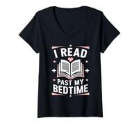 Femme Reading I Read Past My Bedtime Lecteur de Livres T-Shirt avec Col en V