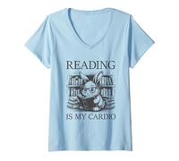 Femme Reading Is My Cardio T-Shirt avec Col en V