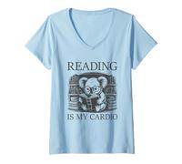 Femme Reading Is My Cardio T-Shirt avec Col en V