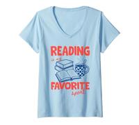 Femme Reading is My Favorite Sport Book Lover Bookish Reader T-Shirt avec Col en V