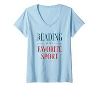 Femme Reading is My Favorite Sport Funny Book Lover Citation Design T-Shirt avec Col en V