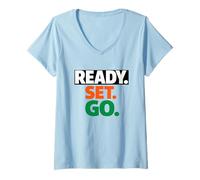 Femme Ready Go Marathon Go Time Get Moving Sprinter, Course de 10 km et 5 km T-Shirt avec Col en V