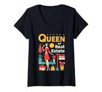 Femme Real Estate Girl Property Management Broker Realtor T-Shirt avec Col en V