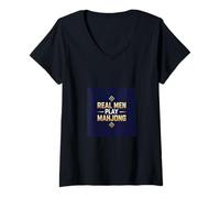 Femme Real Men Play Mahjong Games Cadeau amusant T-Shirt avec Col en V