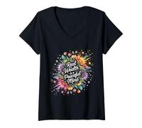 Femme Real Wealth is A Peaceful Mind Paix, Argent, Vérité - T-Shirt avec Col en V